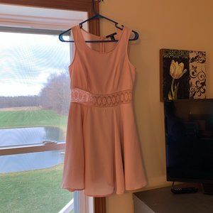 Pink floral cutout professional fit & flare dress